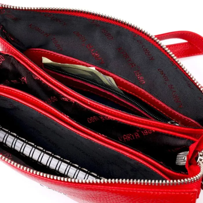 Удобная женская сумка на плечо KARYA 20884 кожаная Красный