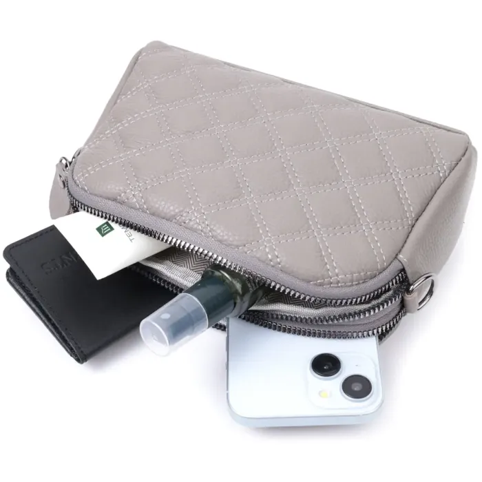 Зручна жіноча сумка прошита ромбами на лицьовій стороні з натуральної шкіри Vintage 22810