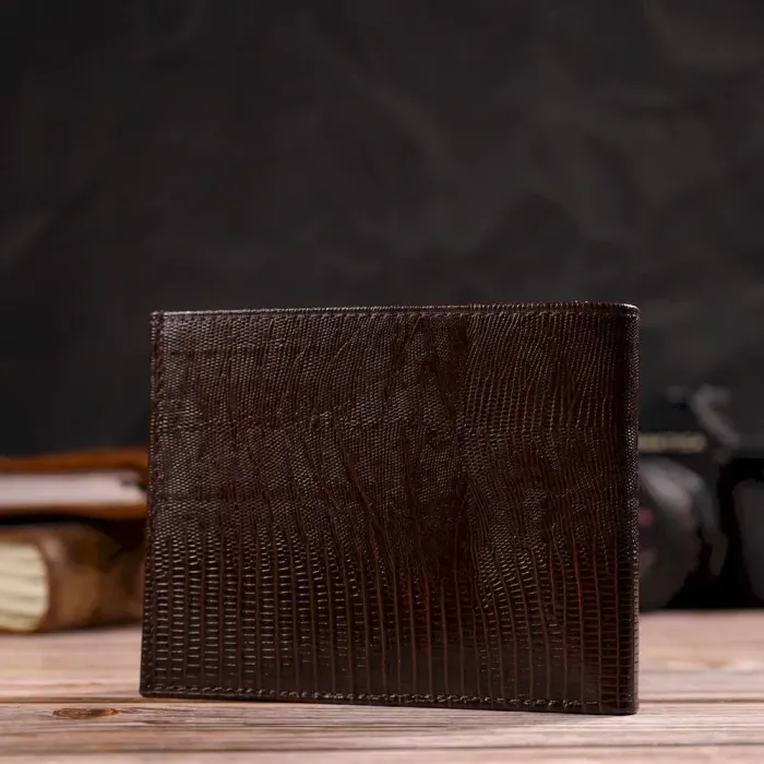 Зручне чоловіче портмоне із натуральної фактурної шкіри CANPELLINI 21869 Коричневий