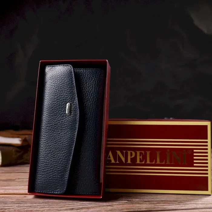 Зручне жіноче портмоне з натуральної шкіри флотар CANPELLINI 21702 Синє