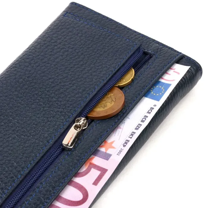 Зручне жіноче портмоне з натуральної шкіри флотар CANPELLINI 21702 Синє