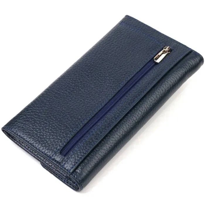 Зручне жіноче портмоне з натуральної шкіри флотар CANPELLINI 21702 Синє