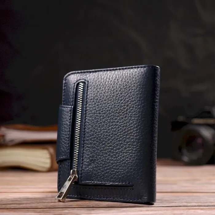 Зручне жіноче портмоне середнього розміру з натуральної шкіри CANPELLINI 21809 Синє