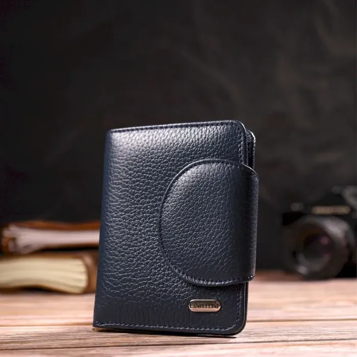 Зручне жіноче портмоне середнього розміру з натуральної шкіри CANPELLINI 21809 Синє