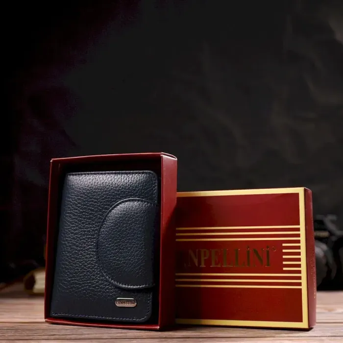 Зручне жіноче портмоне середнього розміру з натуральної шкіри CANPELLINI 21809 Синє