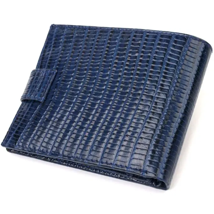Удобный горизонтальный кошелек для мужчин из натуральной кожи с тиснением CANPELLINI 21887 Синий