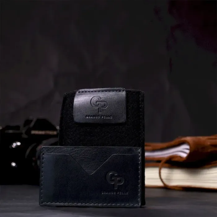 Зручний кард-кейс із натуральної шкіри GRANDE PELLE 11631 Синій