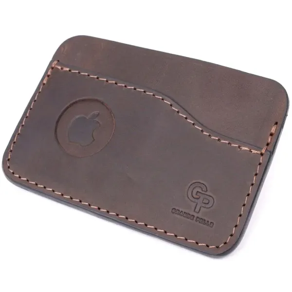 Зручний картхолдер з утримувачем для Apple AirTag з натуральної шкіри GRANDE PELLE 11612 Коричневий