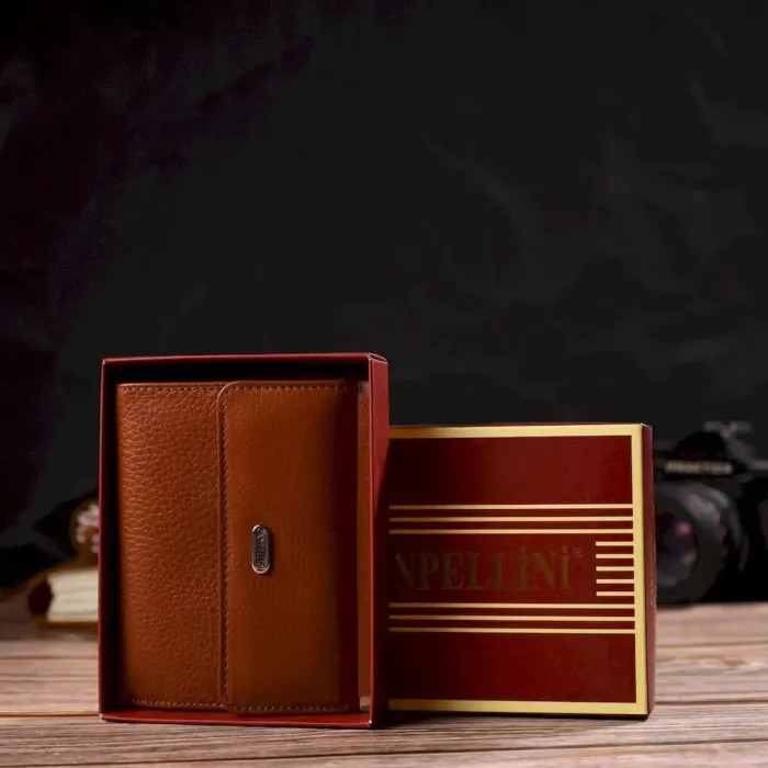 Зручний гаманець для жінок середнього розміру з натуральної шкіри CANPELLINI 21811 Коричневий