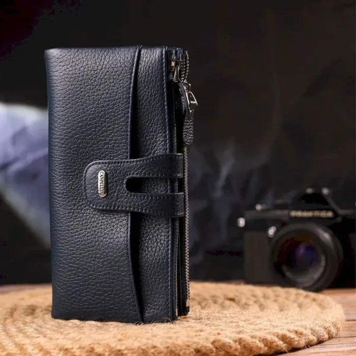 Зручний гаманець із натуральної зернистої шкіри CANPELLINI 21635 Синій