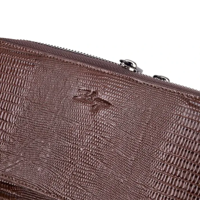 Удобный мужской клатч из фактурной кожи KARYA 20851 Коричневый