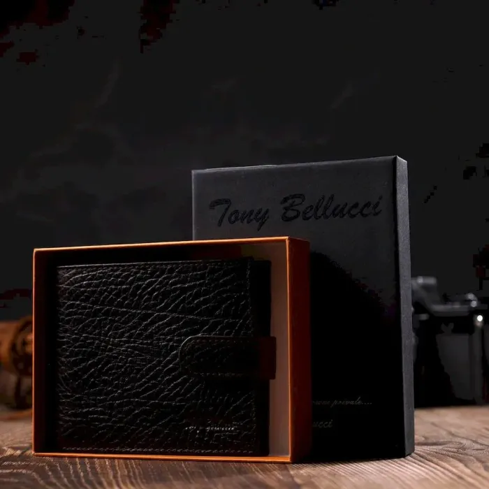 Удобный мужской кошелек горизонтального формата из натуральной кожи Tony Bellucci 22016 Коричневый