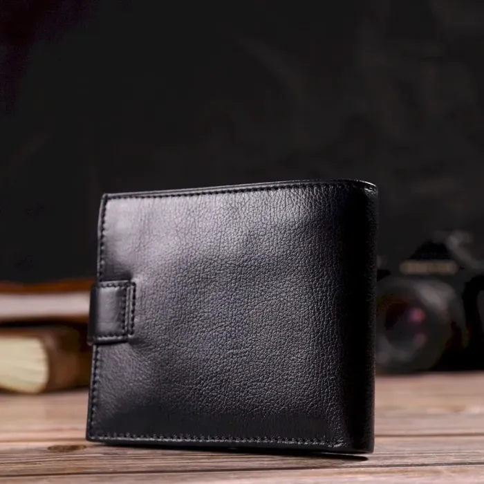 Зручний чоловічий гаманець з натуральної гладкої шкіри CANPELLINI 21877 Чорний
