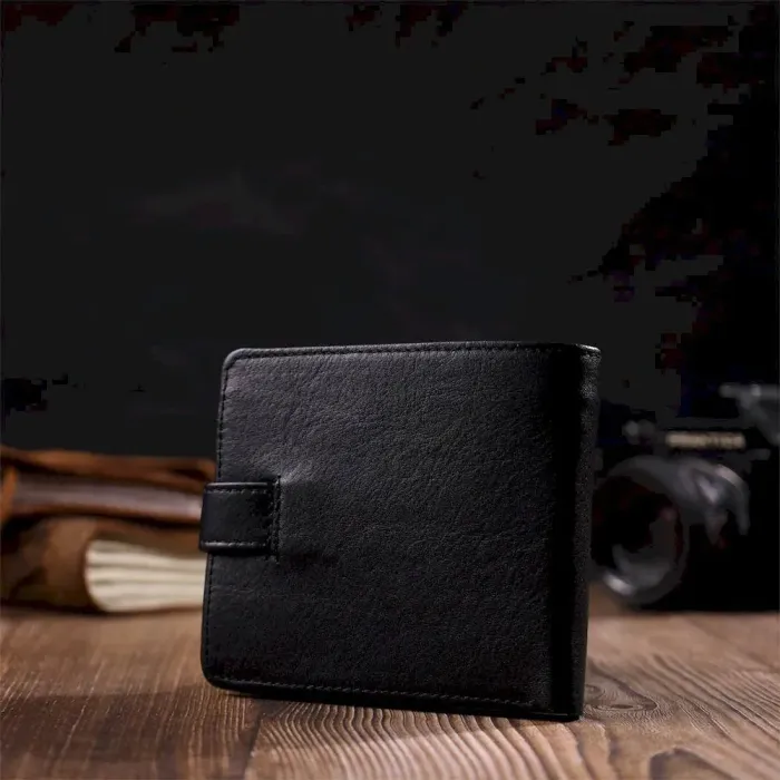 Зручний чоловічий гаманець з натуральної шкіри BOND 22062 Чорний