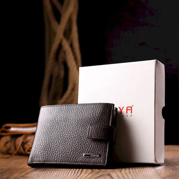 Удобный мужской кошелек из натуральной кожи KARYA 21201 Коричневый