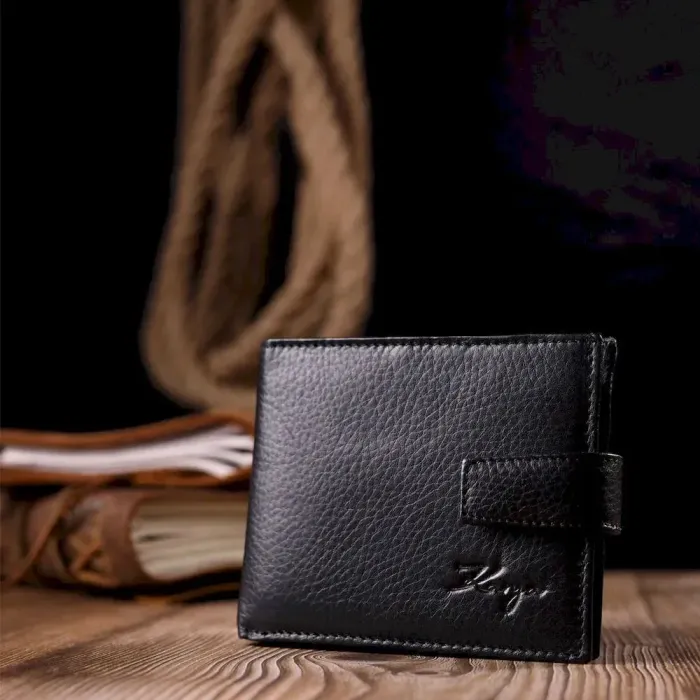 Удобный мужской кошелек из зернистой кожи KARYA 21037 Черный