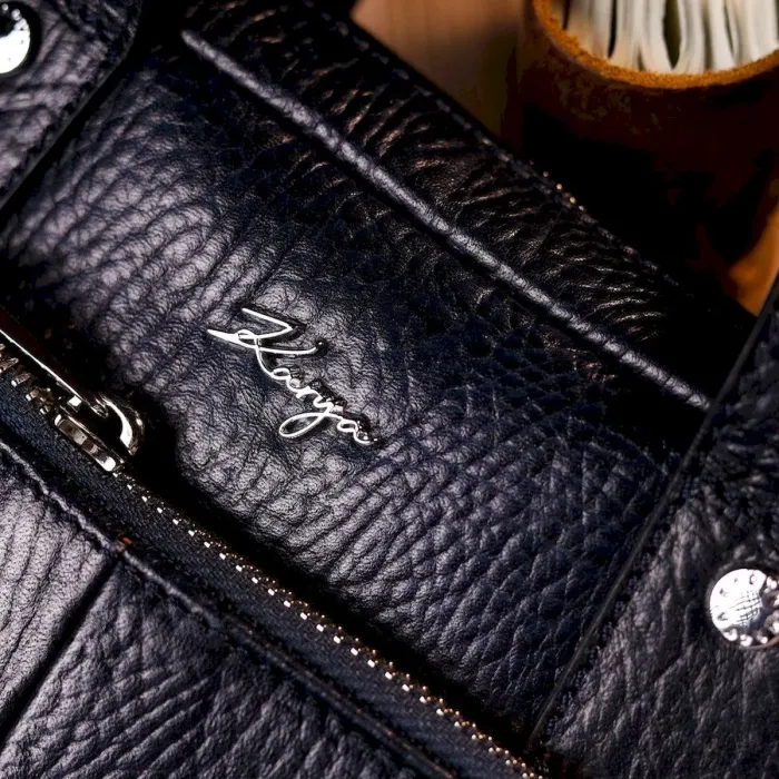 Удобный мужской мессенджер KARYA 20870 кожаный Синий