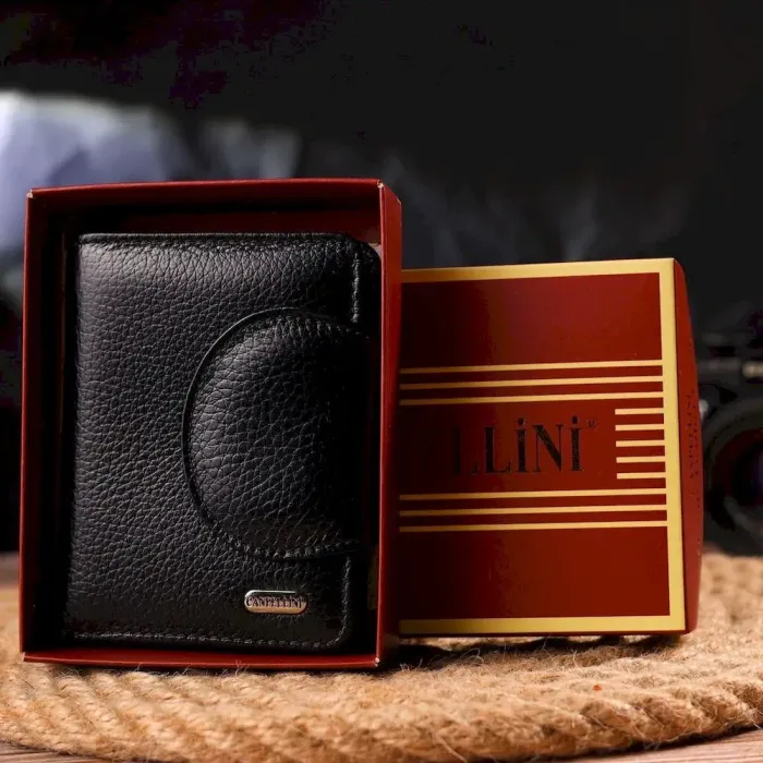 Удобный небольшой женский кошелек из натуральной кожи CANPELLINI 21668 Черный