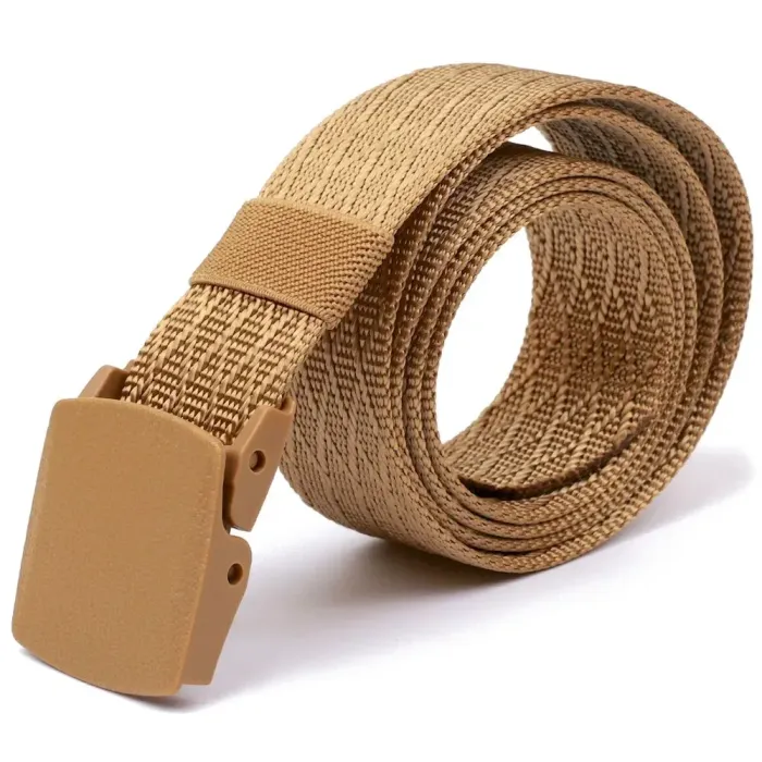 Удобный текстильный мужской ремень Vintage 20587 Золотистый