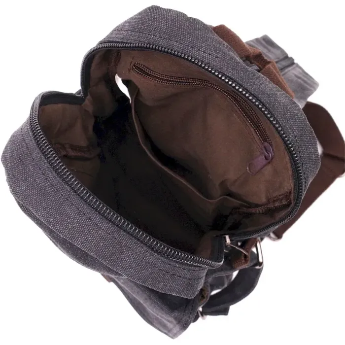 Удобный текстильный рюкзак в стиле милитари Vintagе 22179 Черный