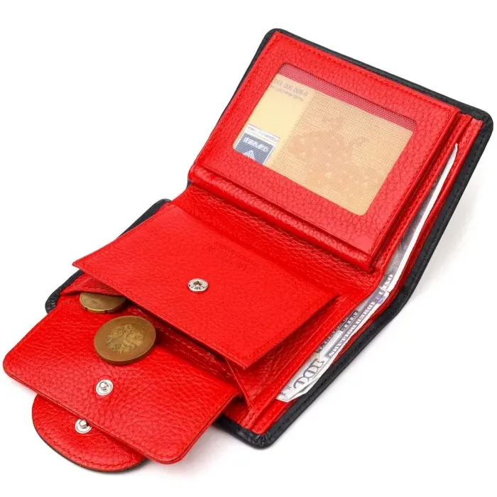 Зручний вертикальний гаманець з натуральної гладкої шкіри CANPELLINI 21683 Чорний