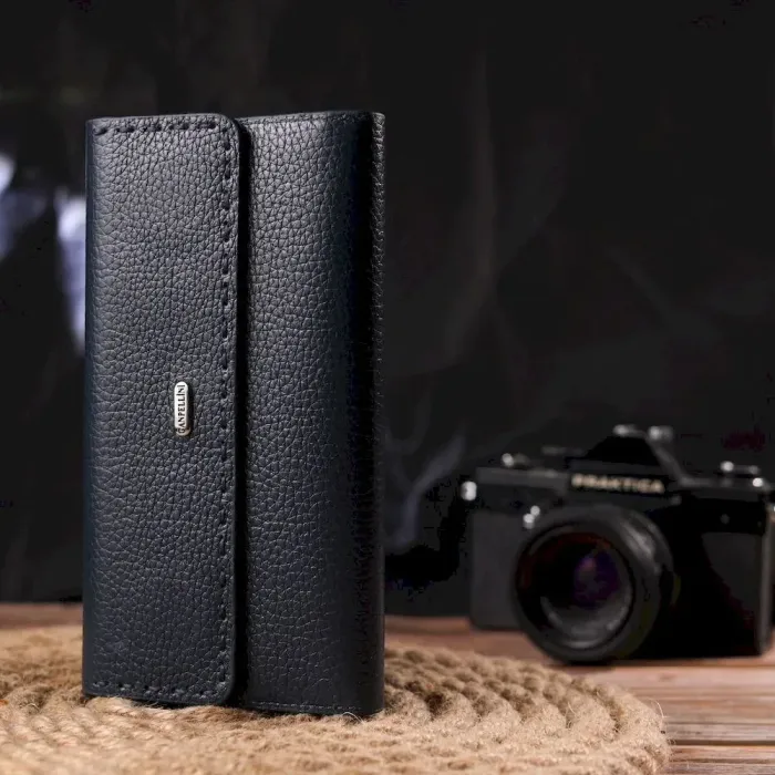 Удобный женский кошелек из натуральной кожи CANPELLINI 21665 Синий