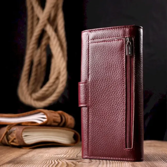 Удобный женский кошелек из натуральной кожи KARYA 21028 Бордовый