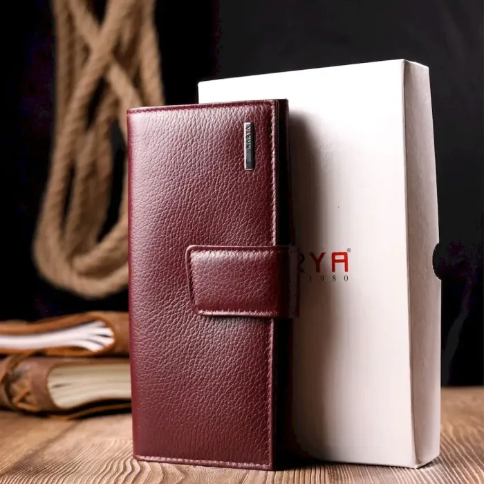 Удобный женский кошелек из натуральной кожи KARYA 21028 Бордовый