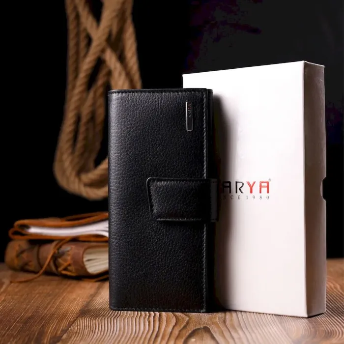 Удобный женский кошелек из натуральной кожи KARYA 21035 Черный