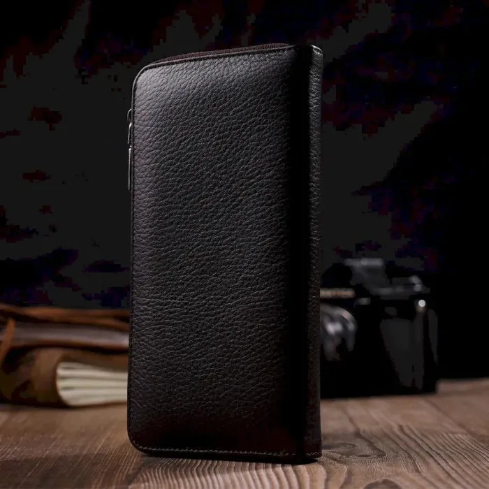 Зручний жіночий гаманець із натуральної зернистої шкіри BOND 21981 Коричневий