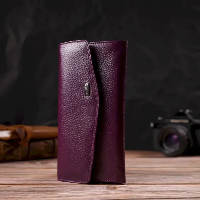 Ультрамодное женское портмоне из натуральной кожи флотар CANPELLINI 21693 Сиреневое