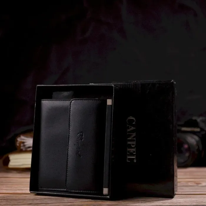 Ультрамодный кошелек для женщин из натуральной гладкой кожи CANPELLINI 21928 Черный