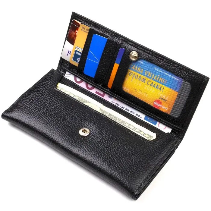 Унікальне портмоне унісекс з натуральної дрібнозернистої шкіри CANPELLINI 21856 Чорне