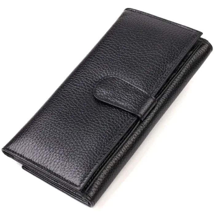 Унікальне портмоне унісекс з натуральної дрібнозернистої шкіри CANPELLINI 21856 Чорне