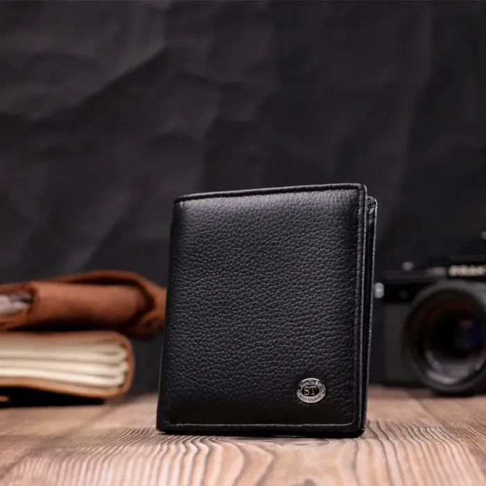 Універсальна модель гаманця з натуральної шкіри ST Leather 19474 Чорний