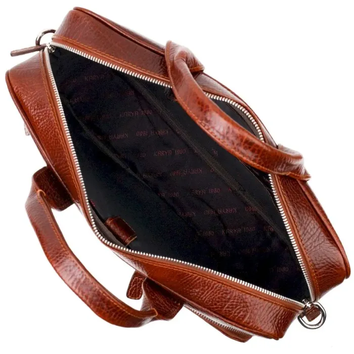 Універсальна чоловіча сумка-портфель на плече KARYA 20936 шкіряний Коричневий