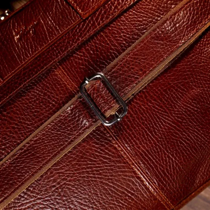 Універсальна чоловіча сумка-портфель на плече KARYA 20936 шкіряний Коричневий