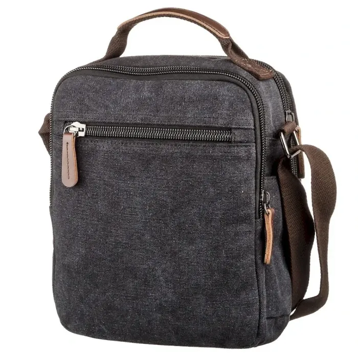 Універсальна текстильна чоловіча сумка на два відділення Vintage 20199 Чорна