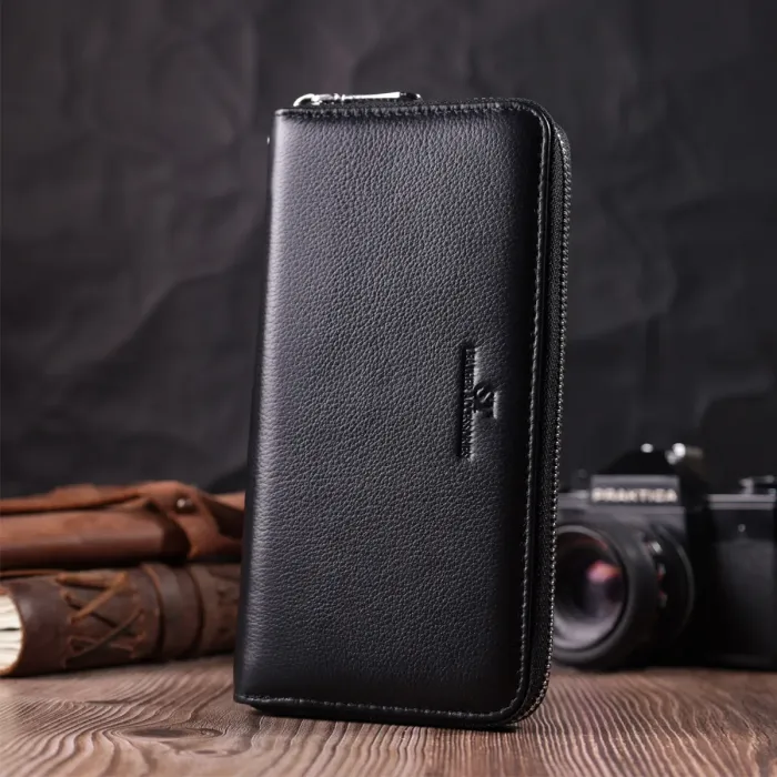 Универсальный кошелек-клатч на одно отделение из натуральной кожи ST Leather 22559 Черный