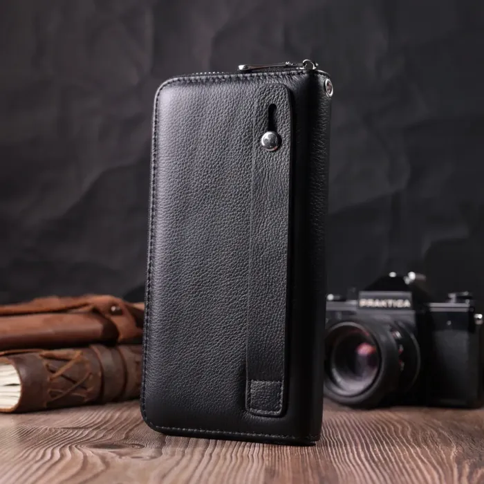 Универсальный кошелек-клатч на одно отделение из натуральной кожи ST Leather 22559 Черный