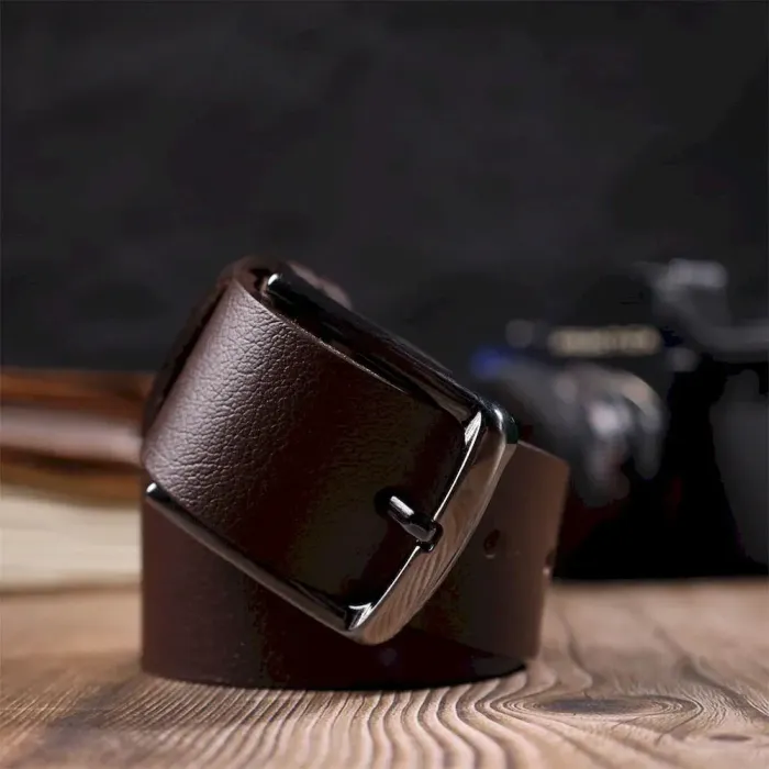 Універсальний чоловічий ремінь з механічною пряжкою з натуральної шкіри BOND 22071 Коричневий