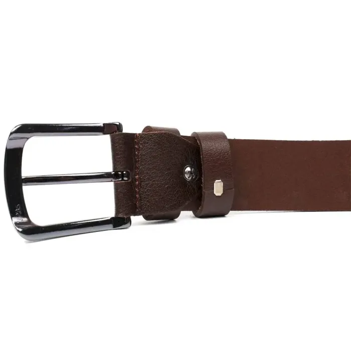 Універсальний чоловічий ремінь з механічною пряжкою з натуральної шкіри BOND 22071 Коричневий