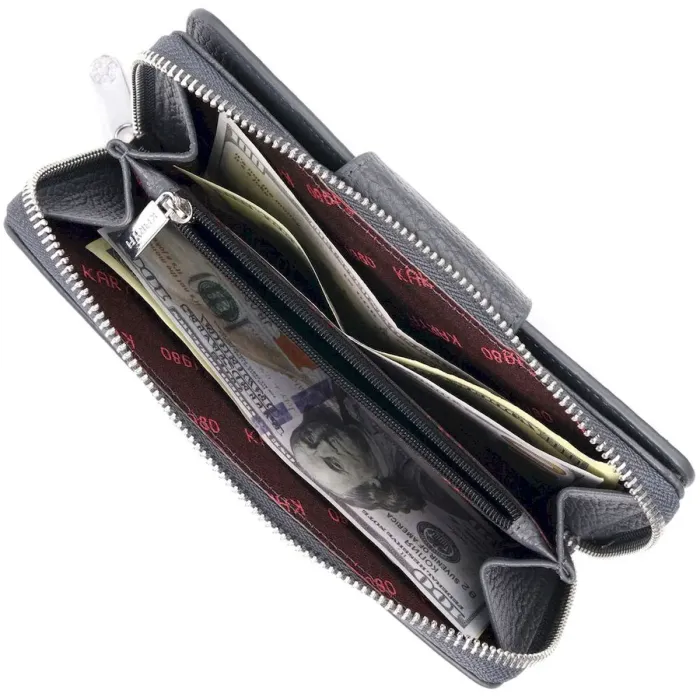 Универсальный женский кошелек из натуральной кожи KARYA 21154 Серый