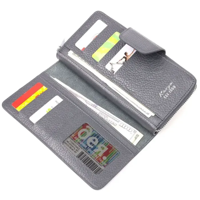 Универсальный женский кошелек из натуральной кожи KARYA 21154 Серый
