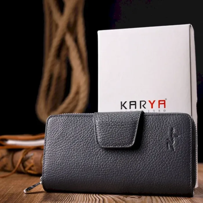 Универсальный женский кошелек из натуральной кожи KARYA 21154 Серый