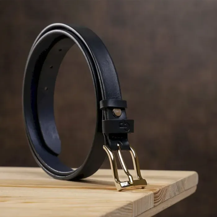 Ремень женский Grande Pelle 11068 тонкий Синий