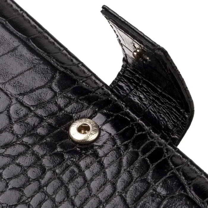 Вузький гаманець для чоловіків з натуральної шкіри з тисненням під крокодила CANPELLINI 21914 Чорний