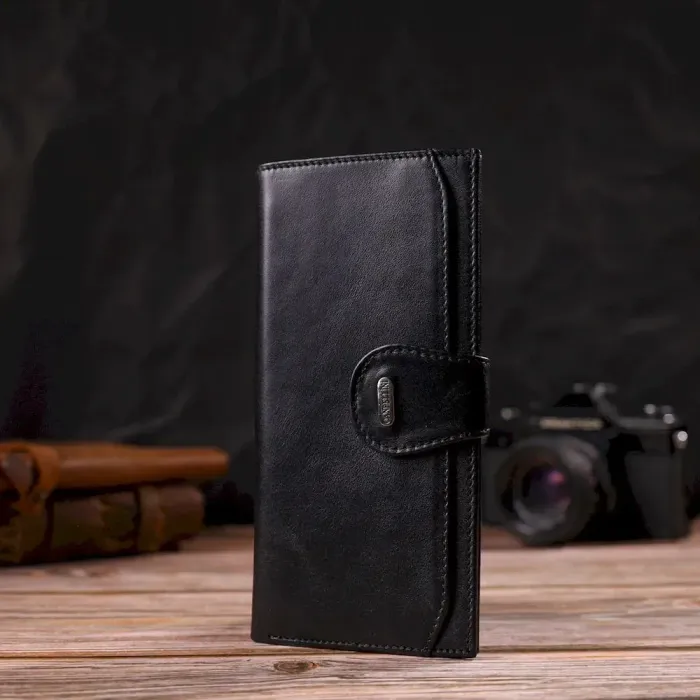 Вузький купюрник для чоловіків з натуральної гладкої шкіри CANPELLINI 21916 Чорний