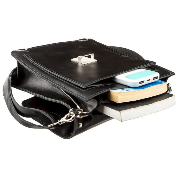 Вертикальна барсетка із натуральної шкіри 11176 Shvigel Чорна