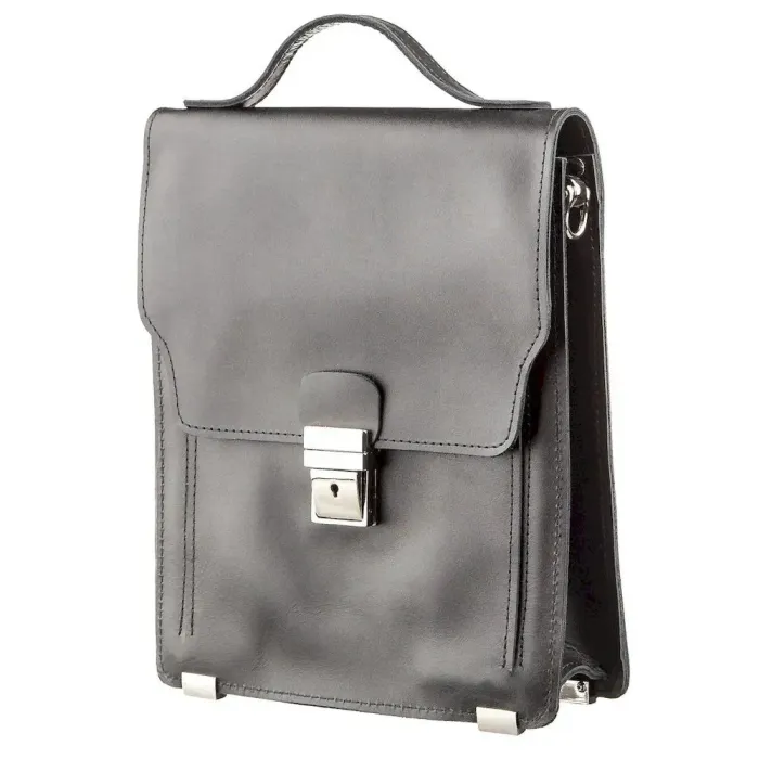 Вертикальна барсетка із натуральної шкіри 11176 Shvigel Чорна